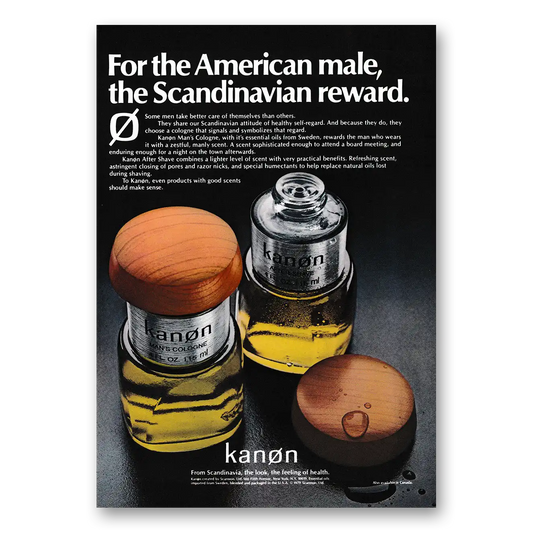 1979 Kanon After Shave For the American Male the Scandinavian Award Vintage Magazine Print Ad