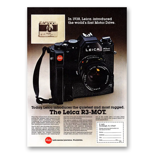 1979 Leica Cameras Camera Worlds First Motor Drive Vintage Magazine Print Ad