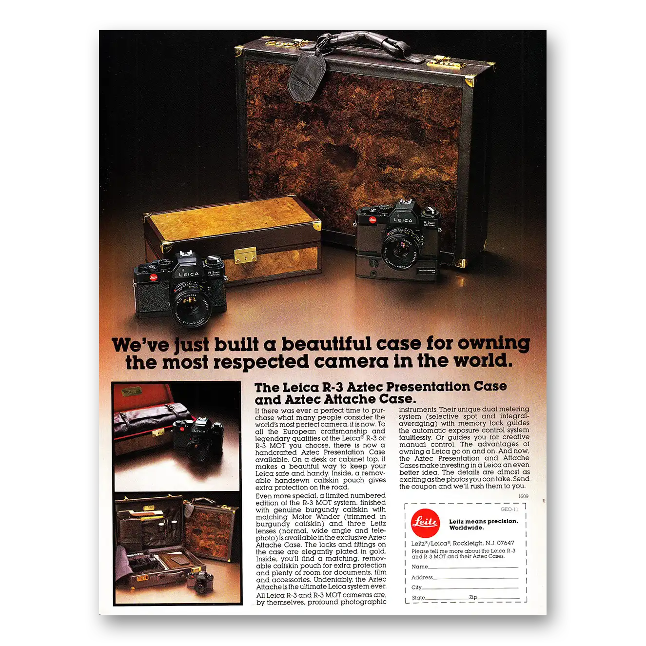 1979 Leica Cameras Aztec Protection Case Vintage Magazine Print Ad