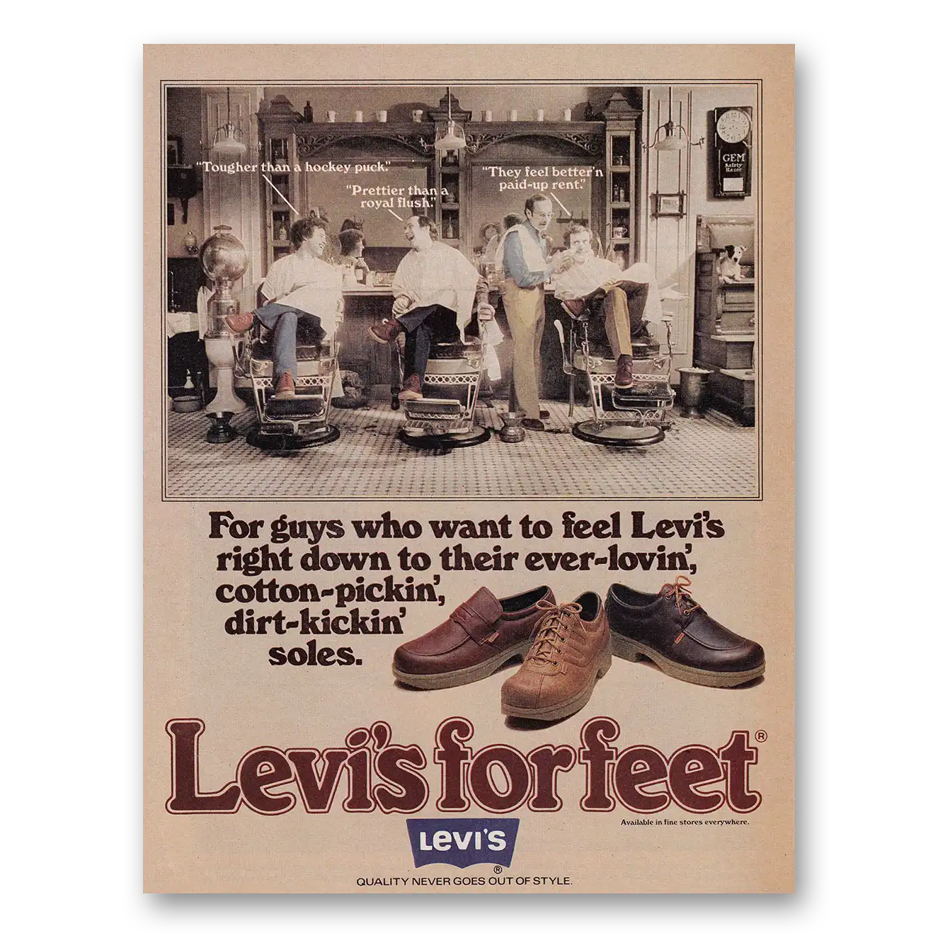 1979 Levis for Feet For Guys Who Want to Feel Vintage Magazine Print Ad