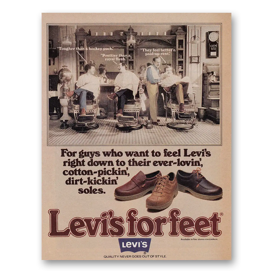 1979 Levis for Feet For Guys Who Want to Feel Vintage Magazine Print Ad