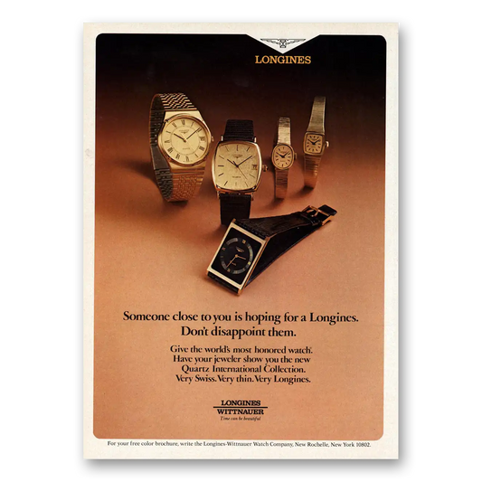 1979 Longines Wittnauer Someone Close to You is Hoping Vintage Magazine Print Ad