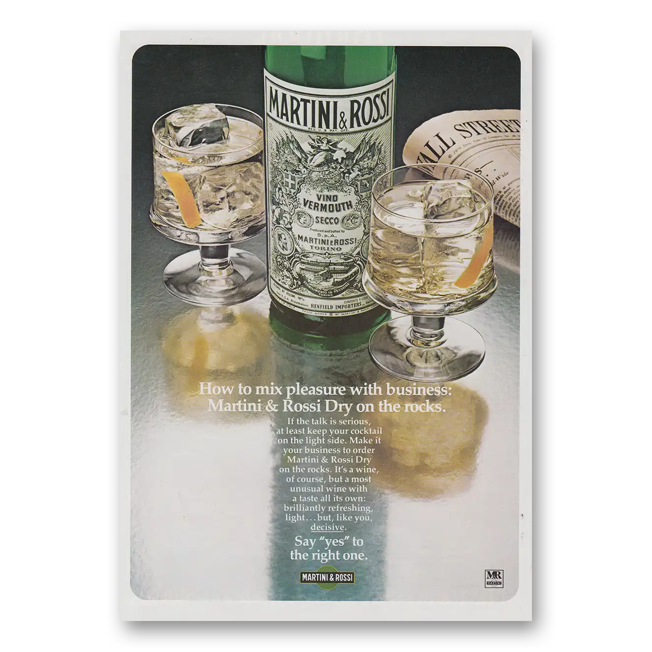 1979 Martini & Rossi Mix Pleasure With Business Vintage Magazine Print Ad