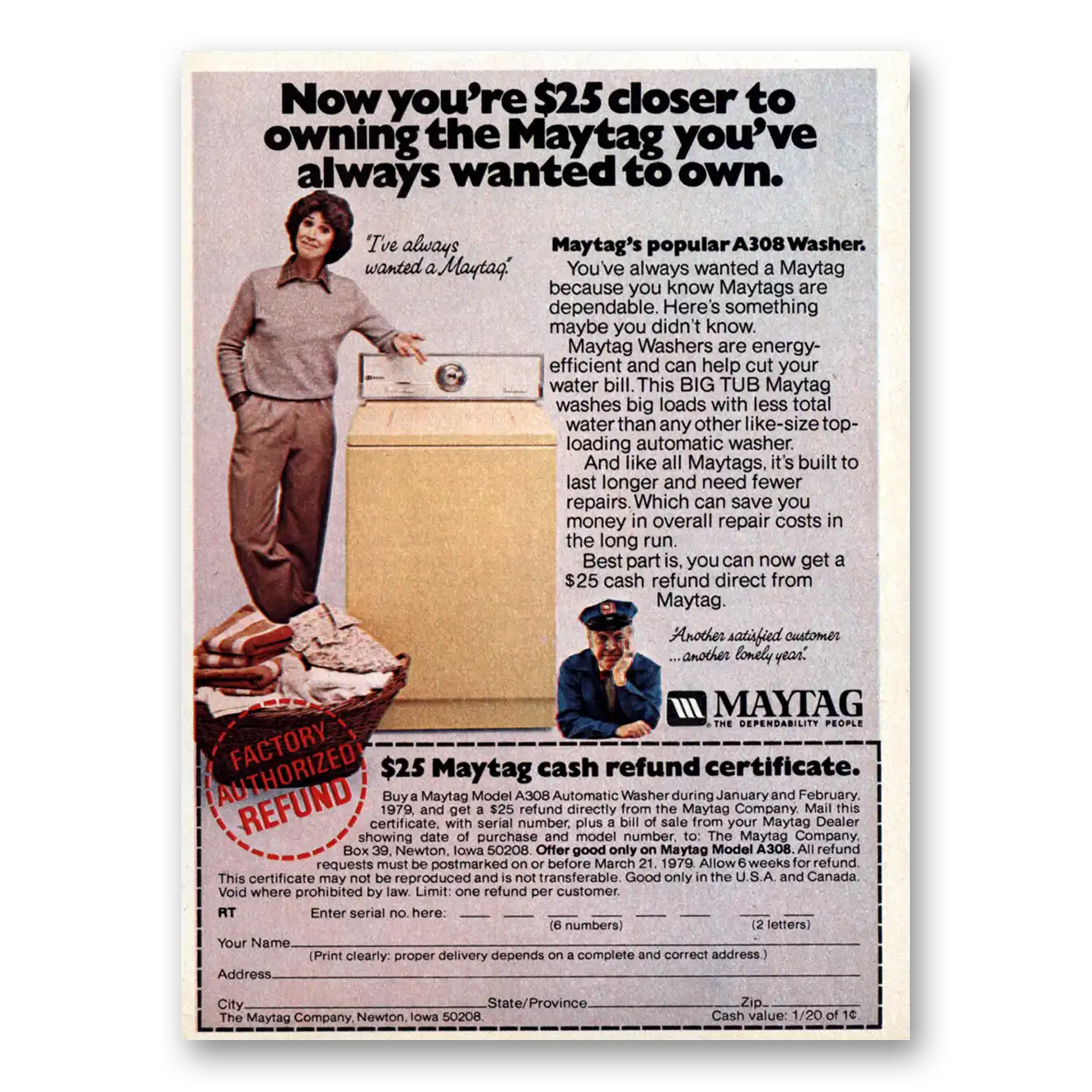 1979 Maytag Washer Always Wanted To Own Vintage Magazine Print Ad