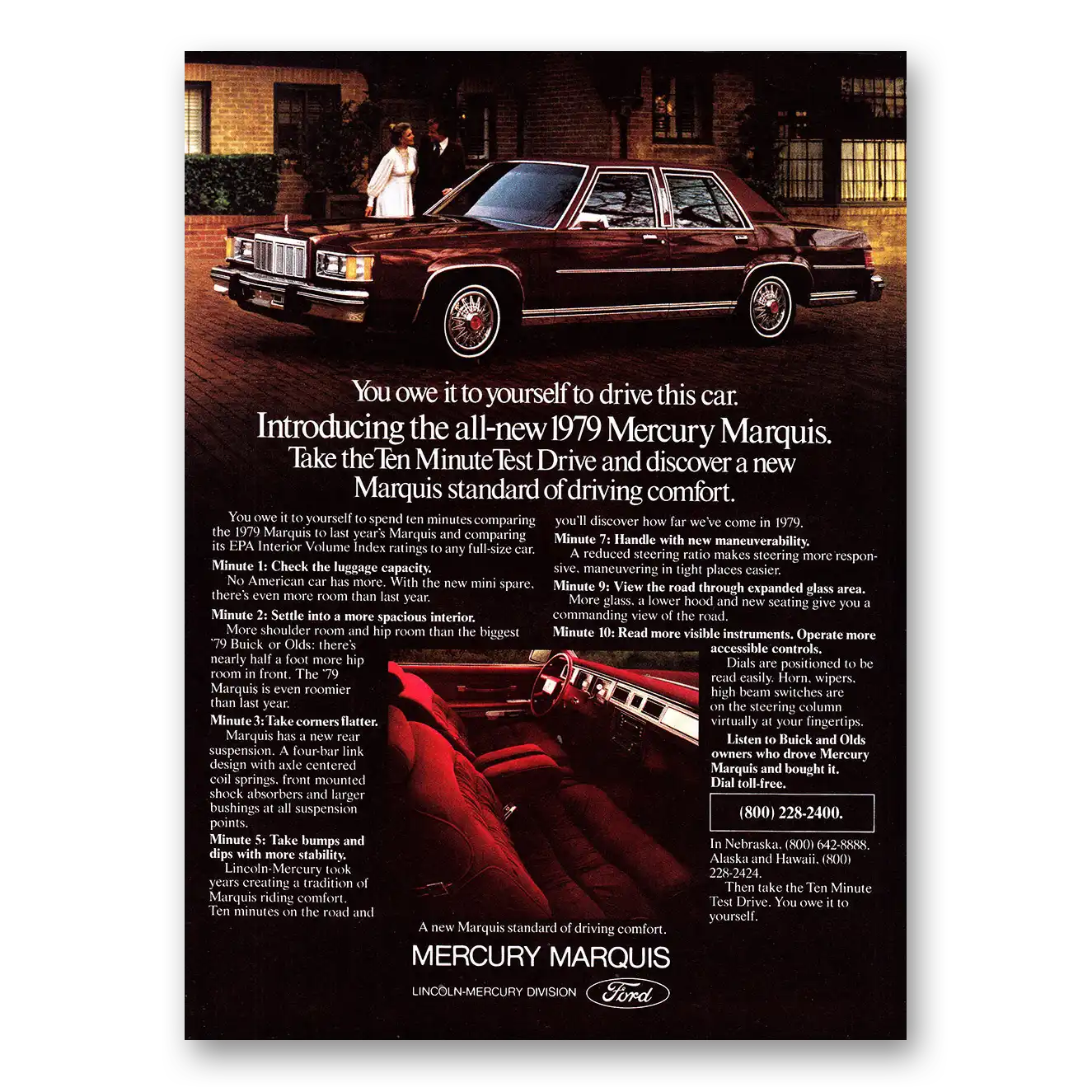 1979 Mercury Marquis You Owe It To Yourself Vintage Magazine Print Ad