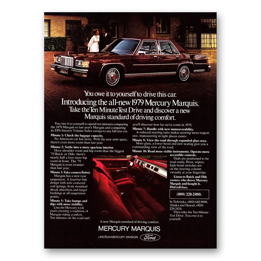 1979 Mercury Marquis You Owe It To Yourself Vintage Magazine Print Ad