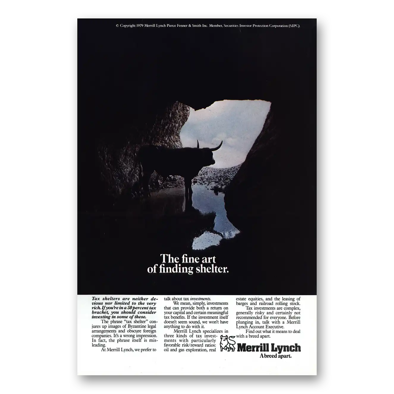 1979 Merrill Lynch Fine Art of Finding Shelter Vintage Magazine Print Ad