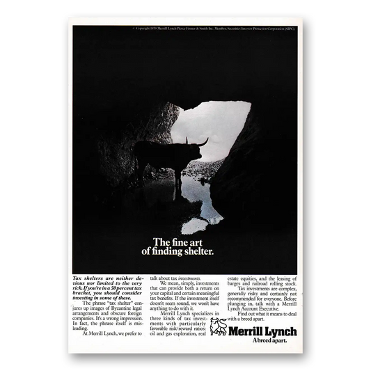 1979 Merrill Lynch Fine Art of Finding Shelter Vintage Magazine Print Ad