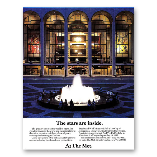 1979 The Met Stars Are Inside Vintage Magazine Print Ad