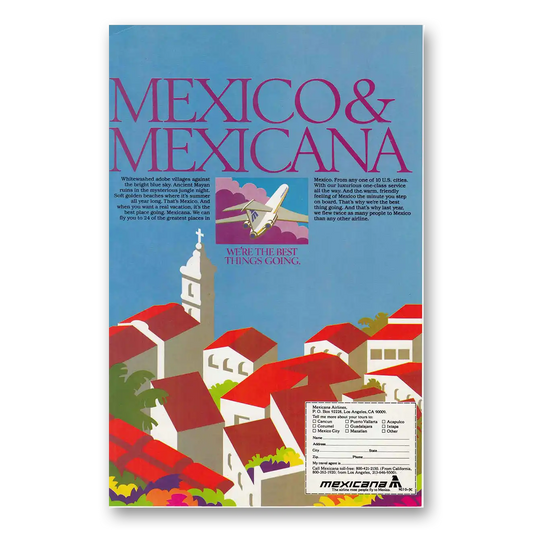 1979 Mexicana Airlines Mexico & Mexicana Vintage Magazine Print Ad