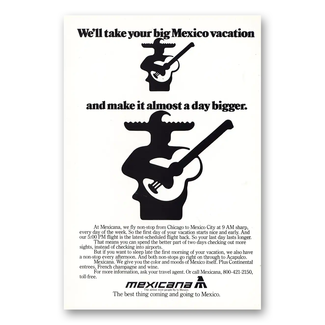 1979 Mexicana Airlines Big Mexico Vacation Vintage Magazine Print Ad