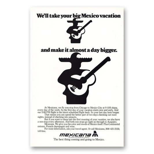 1979 Mexicana Airlines Big Mexico Vacation Vintage Magazine Print Ad