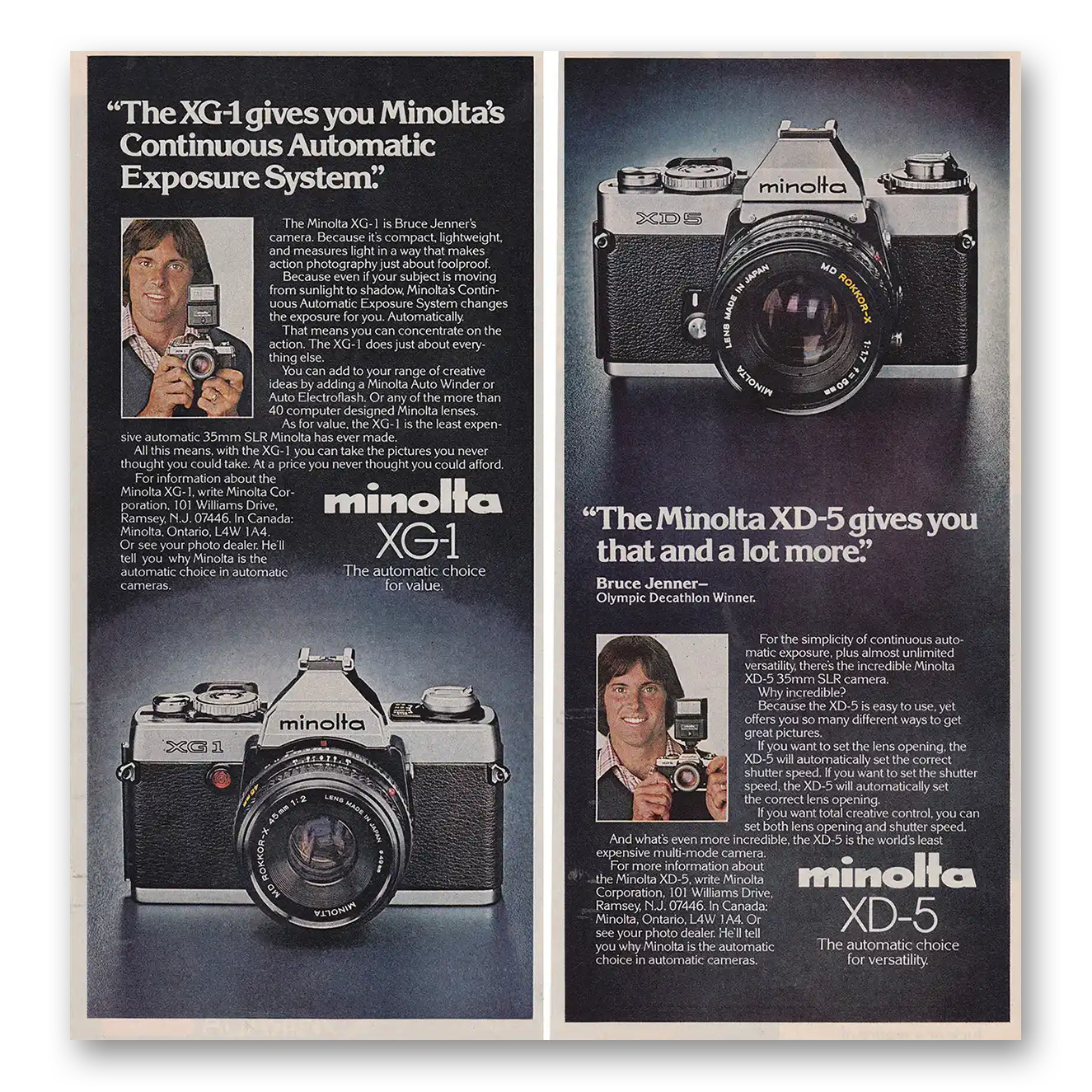 1979 Minolta Camera Bruce Jenner Vintage Magazine Print Ad