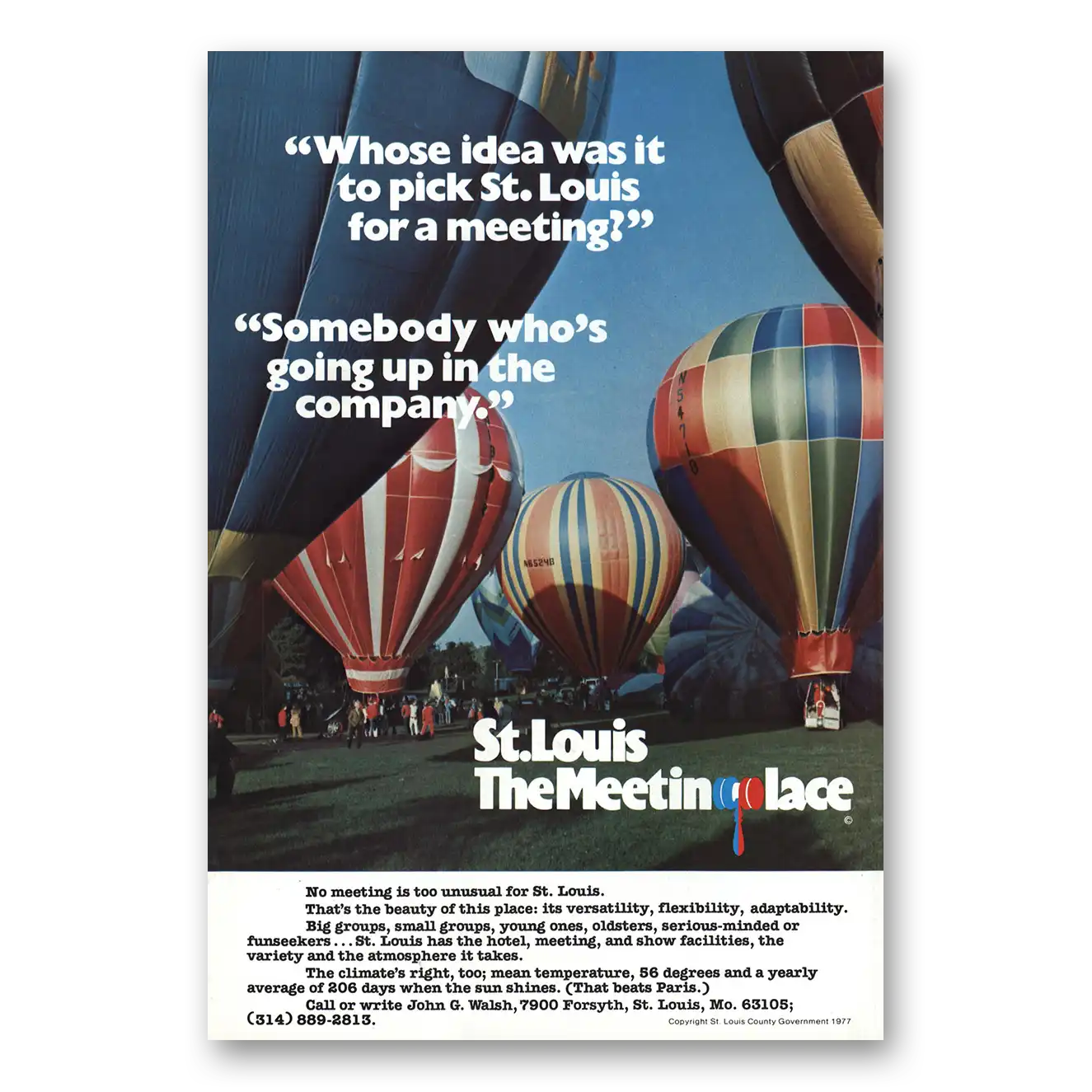 1979 St Louis Missouri Hot Air Balloons Vintage Magazine Print Ad