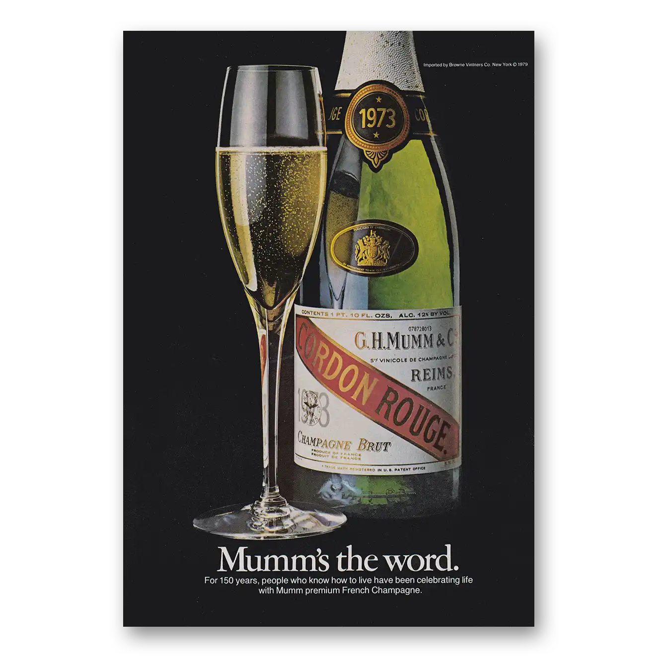 1979 Mumm Champagne Cordon Rouge Champagne Mumms the Word Vintage Magazine Print Ad