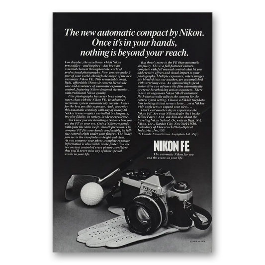 1979 Nikon Camera Automatic Compact Golf Club Vintage Magazine Print Ad