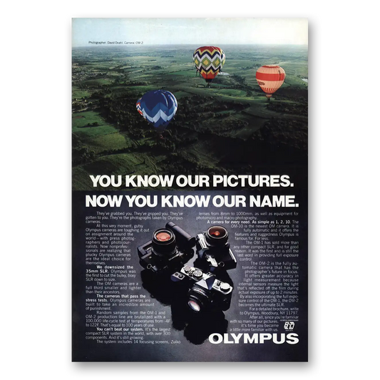 1979 Olympus Camera Know Our Pictures Now You Know Our Name Vintage Magazine Print Ad