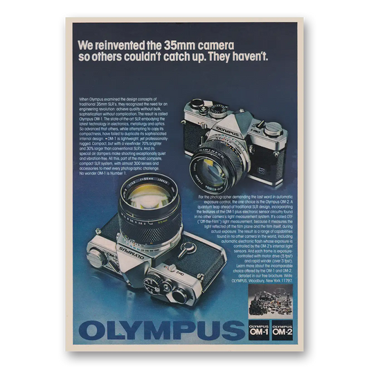 1979 Olympus Camera We Reinvented the 35mm Camera Vintage Magazine Print Ad