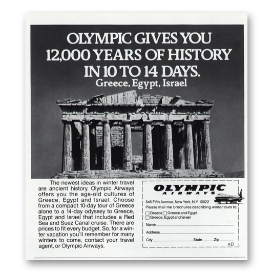 1979 Olympic Airways Years of History Vintage Magazine Print Ad