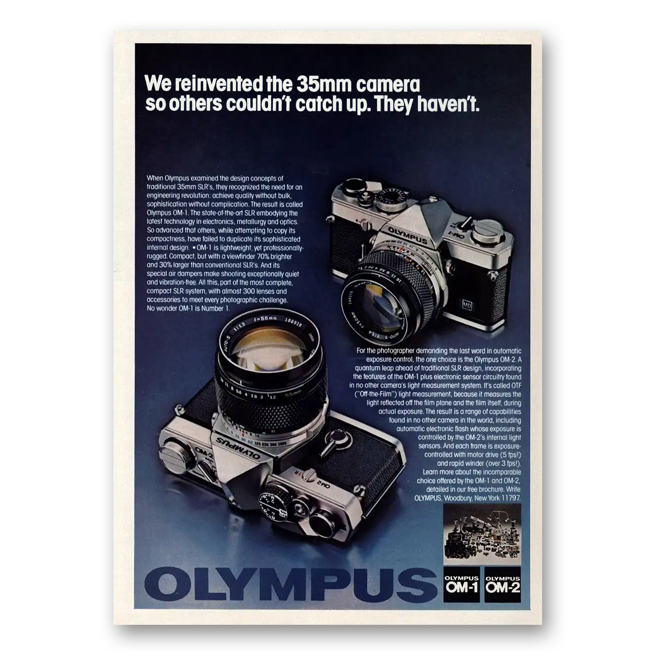 1979 Olympus Camera Reinvented 35mm Camera Vintage Magazine Print Ad