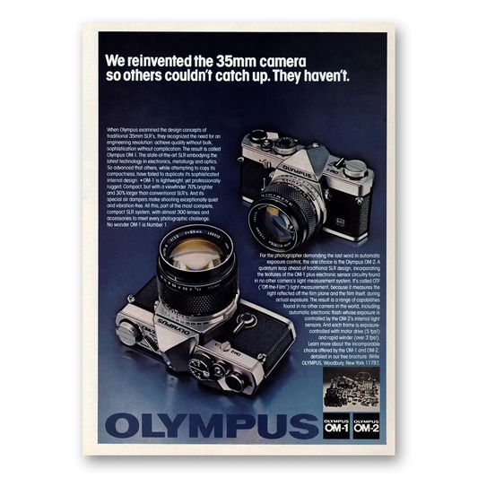 1979 Olympus Camera Reinvented 35mm Camera Vintage Magazine Print Ad