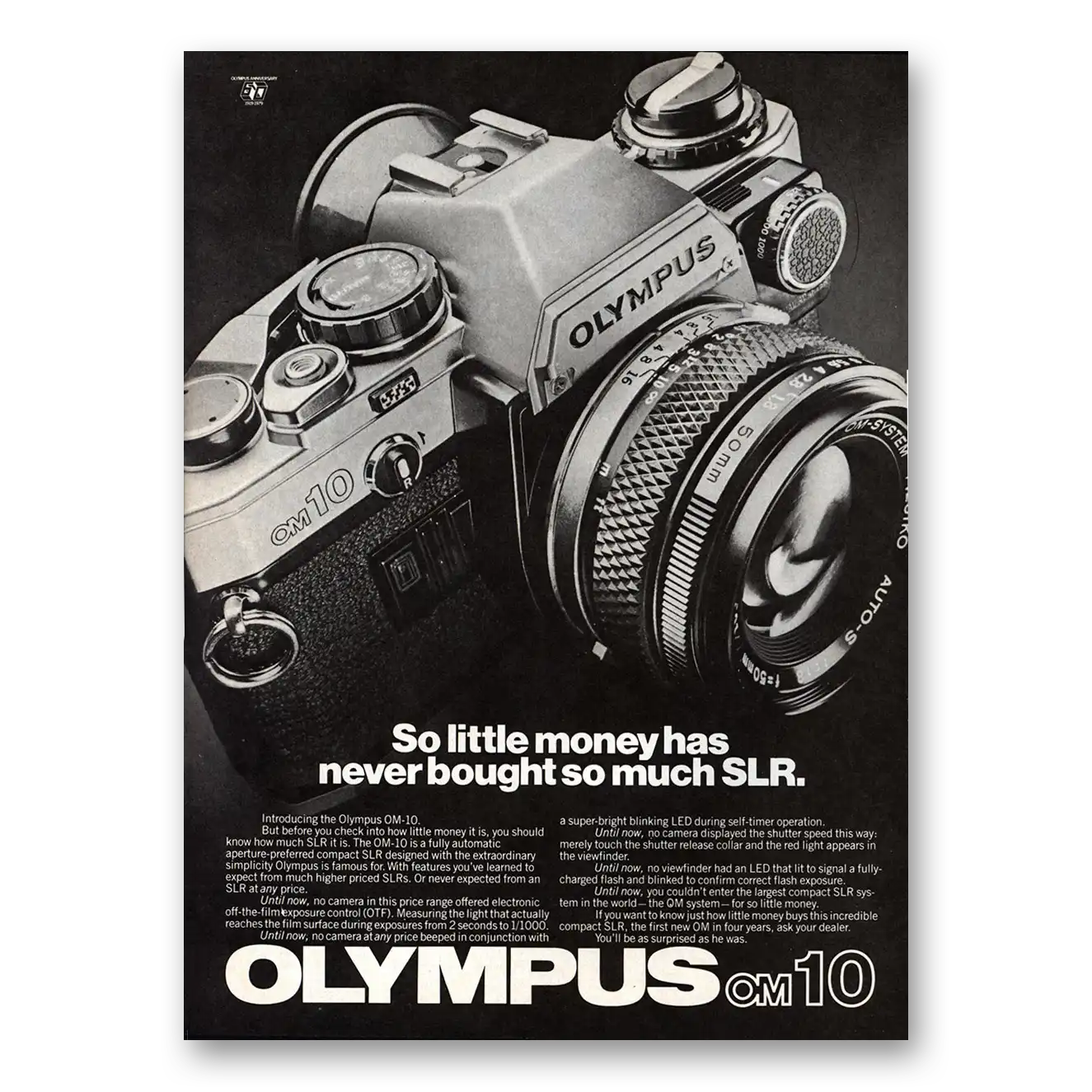 1979 Olympus Camera So Little Money Vintage Magazine Print Ad