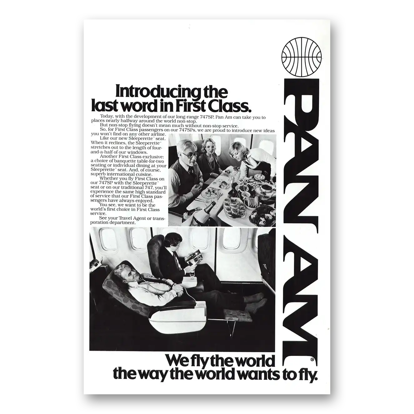 1979 Pan Am Last Word in First Class Vintage Magazine Print Ad