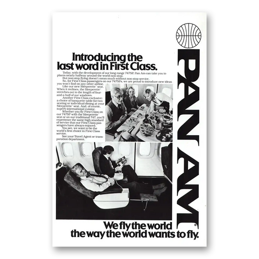 1979 Pan Am Last Word in First Class Vintage Magazine Print Ad