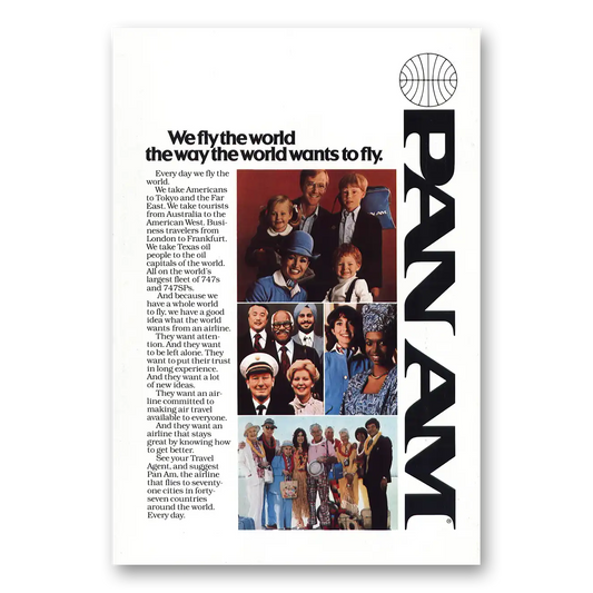 1979 Pan Am We Fly the World Vintage Magazine Print Ad