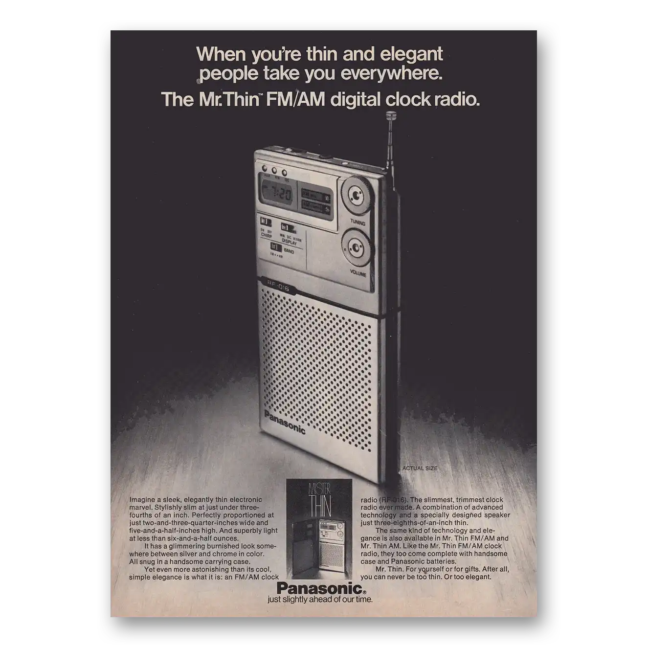 1979 Panasonic Radio Mr Thin FM/AM Radio When You’re Thin and Elegant Vintage Magazine Print Ad