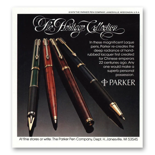 1979 Parker Pens Heritage Collection Laque Pens Vintage Magazine Print Ad