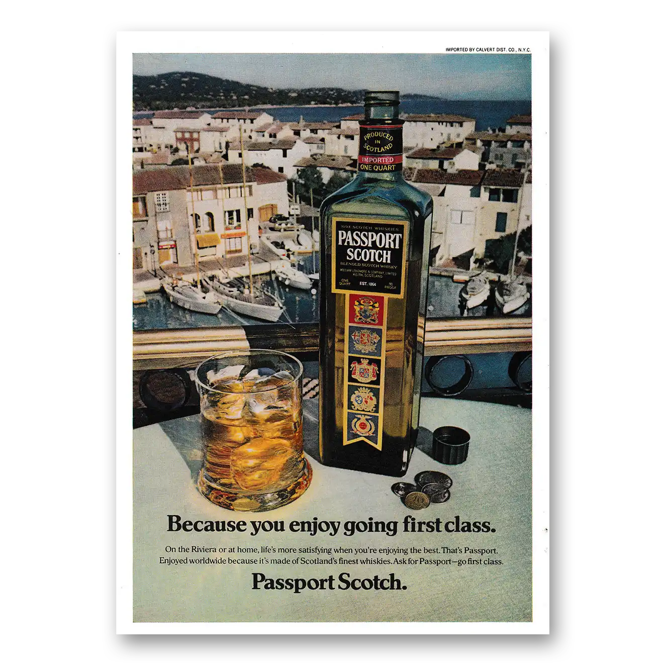 1979 Passport Scotch Because You Enjoy Going First Class Vintage Magazine Print Ad