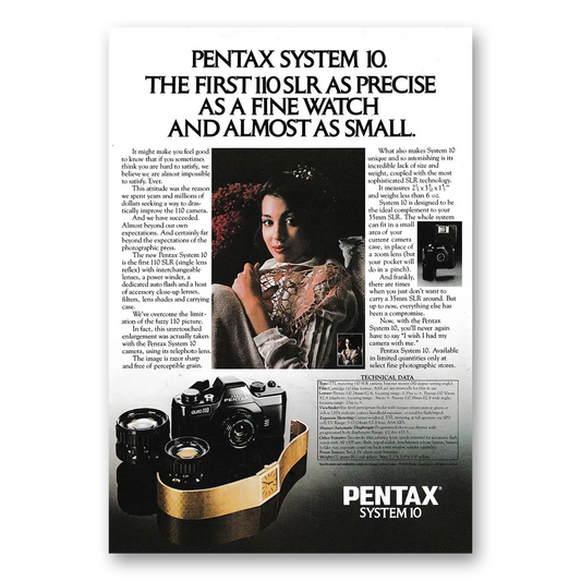 1979 Pentax Camera First 110 SLR As Precise As a Fine Watch Vintage Magazine Print Ad