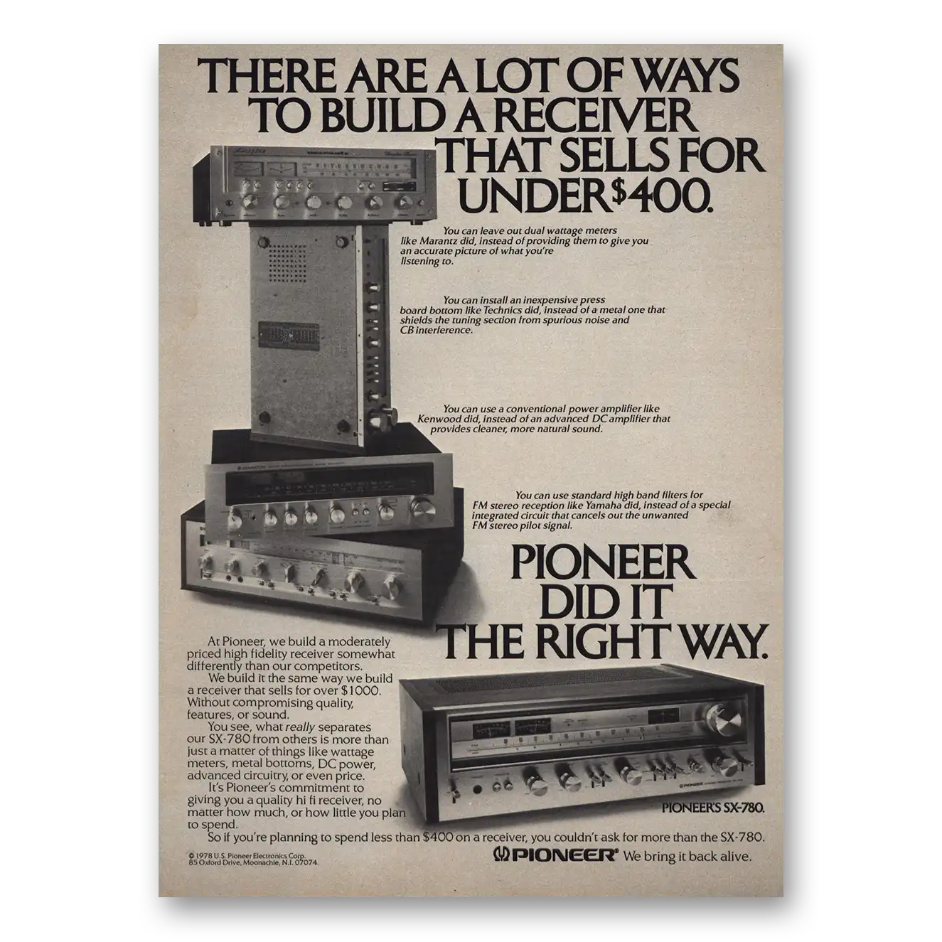 1979 Pioneer Stereo Components Lot of Ways To Build a Receiver Vintage Magazine Print Ad