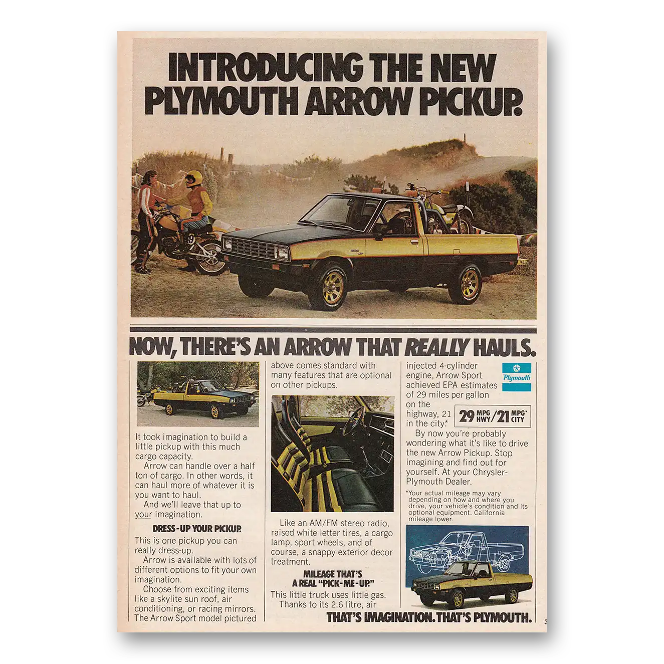 1979 Plymouth Arrow Pickup That Really Hauls Vintage Magazine Print Ad