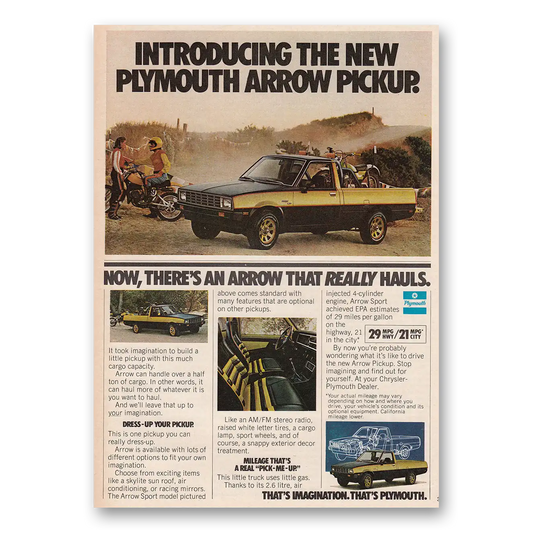 1979 Plymouth Arrow Pickup That Really Hauls Vintage Magazine Print Ad