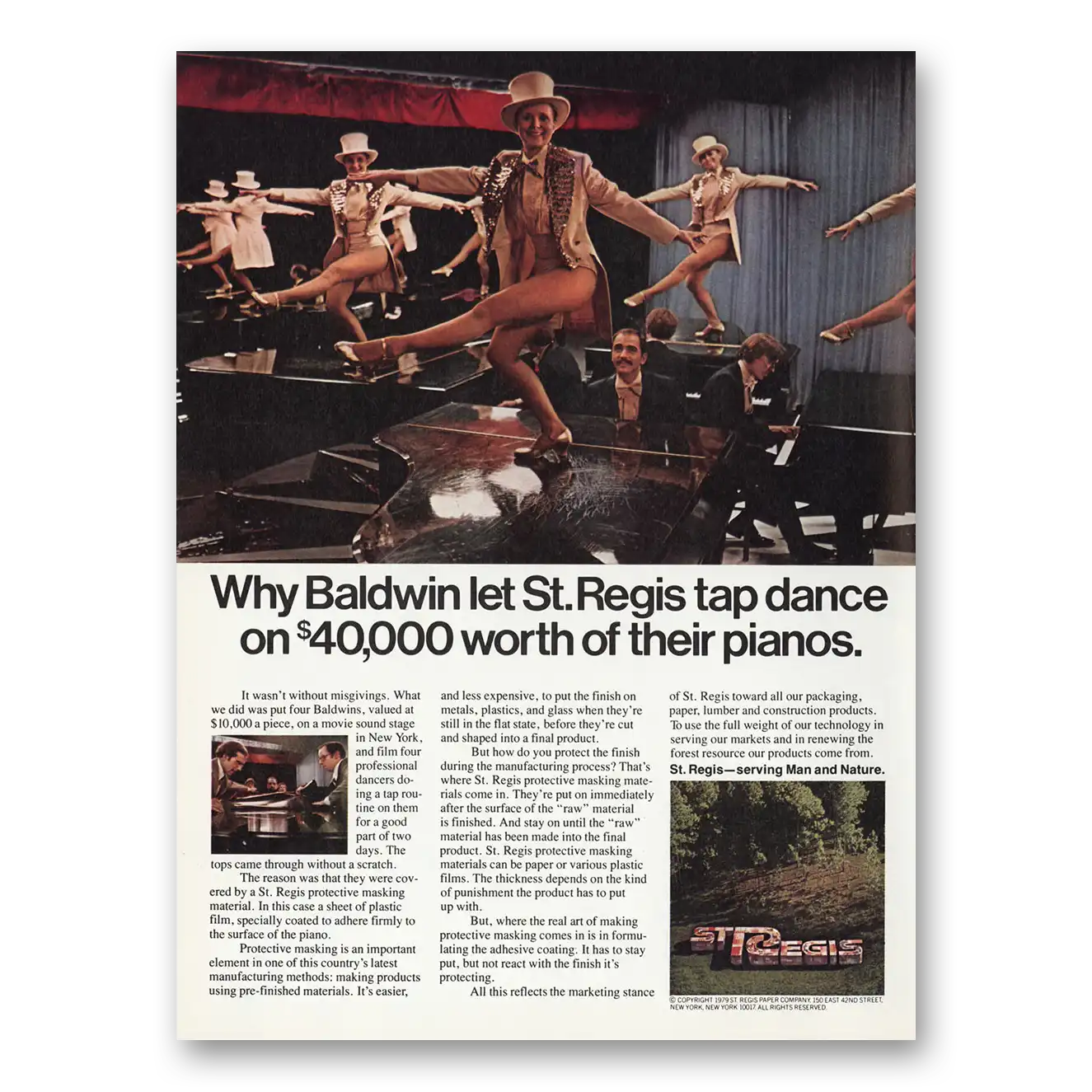 1979 St Regis Paper Baldwin Tap Dance On Their Pianos Vintage Magazine Print Ad