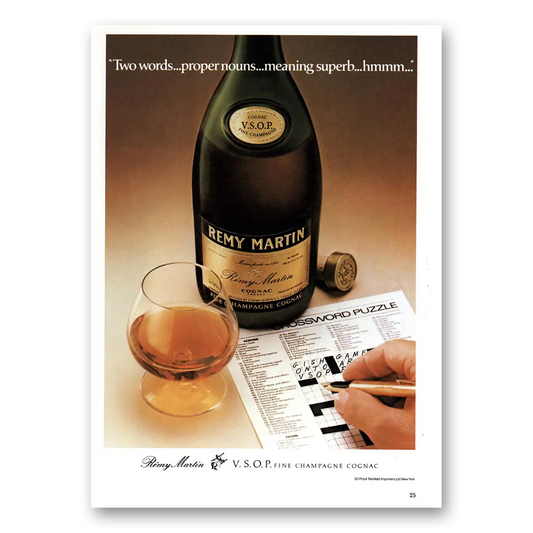 1979 Remy Martin Cognac Two Words Proper Nouns Crossword Vintage Magazine Print Ad