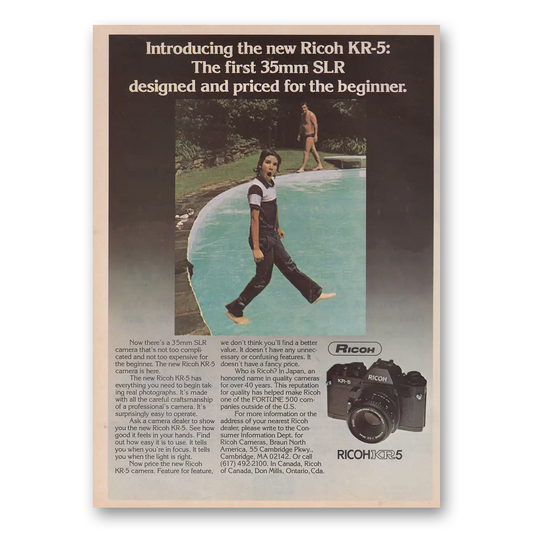 1979 Ricoh Cameras KR5 Designed and Priced for the Beginner Vintage Magazine Print Ad