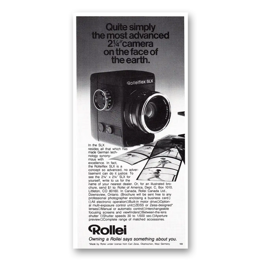 1979 Rolleiflex Camera Quite Simply the Most Advanced Vintage Magazine Print Ad