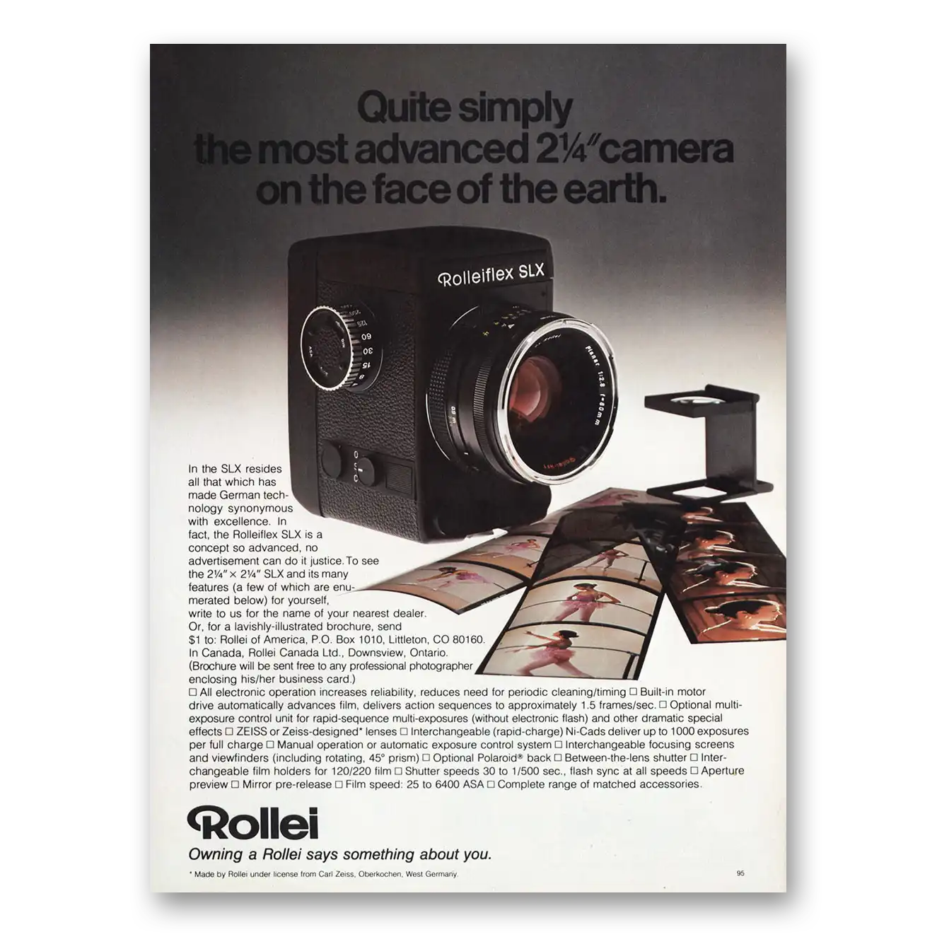 1979 Rolleiflex Camera Quite Simply Most Advanced Vintage Magazine Print Ad