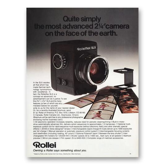 1979 Rolleiflex Camera Quite Simply Most Advanced Vintage Magazine Print Ad