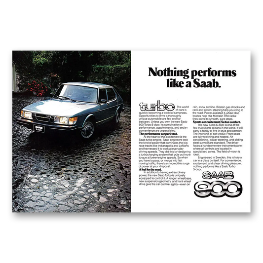 1979 Saab Nothing Performs Like a Saab Vintage Magazine Print Ad