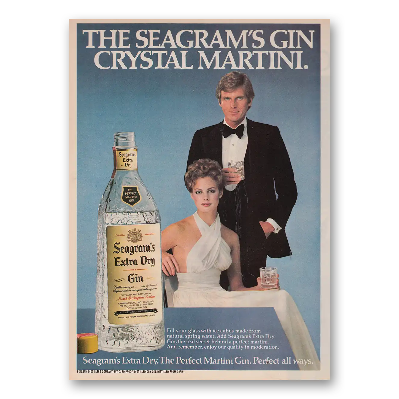 1979 Seagrams Extra Dry Gin Crystal Martini Vintage Magazine Print Ad