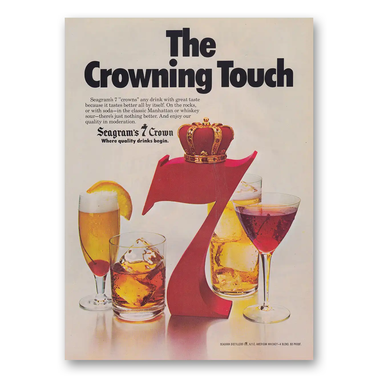 1979 Seagrams 7 Crown Whiskey Crowning Touch Vintage Magazine Print Ad