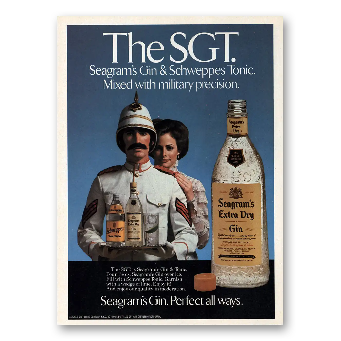 1979 Seagrams Extra Dry Gin SGT Military Precision Vintage Magazine Print Ad