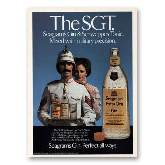 1979 Seagrams Extra Dry Gin SGT Military Precision Vintage Magazine Print Ad