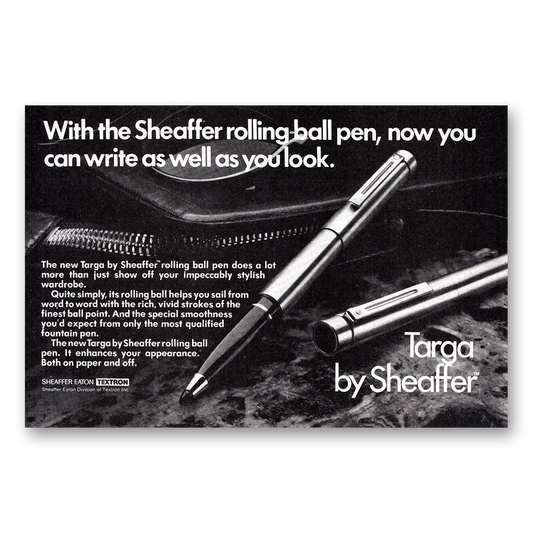 1979 Sheaffers Targa Pen Rolling Ball Pen Vintage Magazine Print Ad