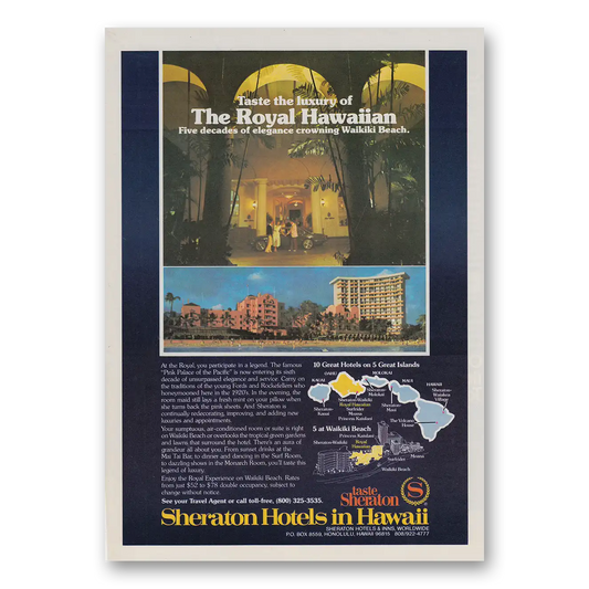 1979 Royal Hawaiian Hotel Taste the Luxury of The Royal Hawaiian Vintage Magazine Print Ad