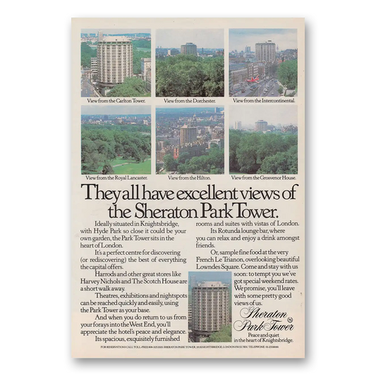 1979 Sheraton Hotels Park Tower All Have Excellent Views Vintage Magazine Print Ad